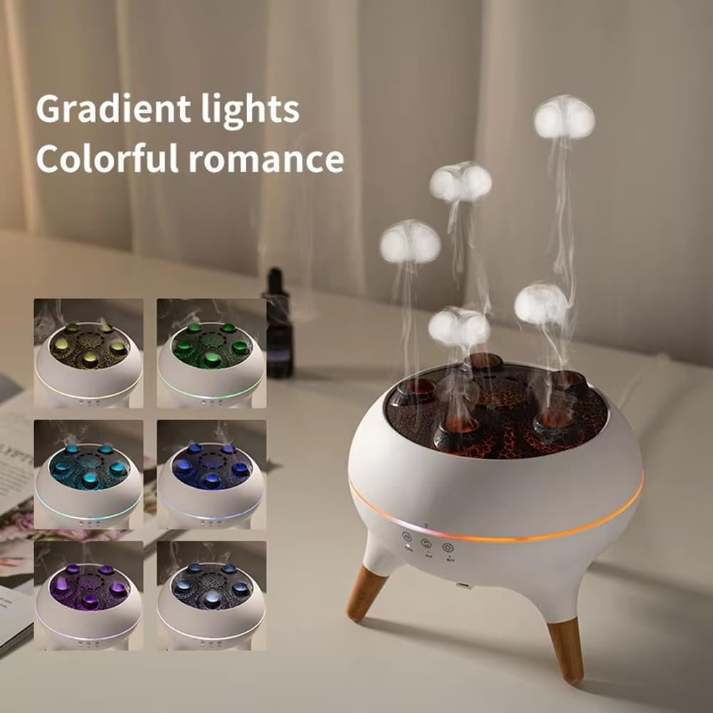 Lhnjimrsy 5- Ports Jellyfish Air Humidifier Desktop Aroma Diffuser Aroma Essential Oil Diffuser US Plug