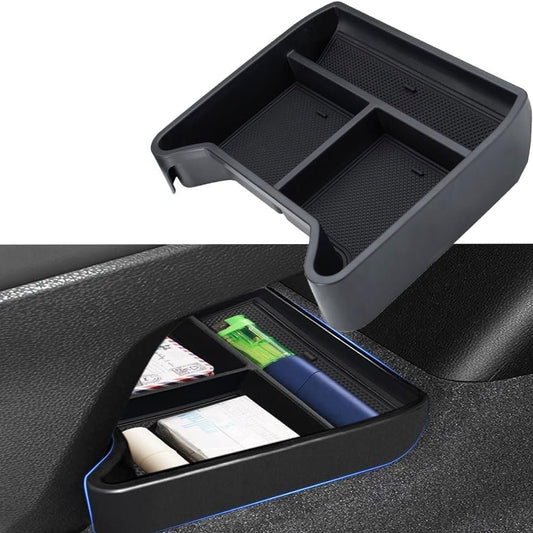 2024 2023 VW ID.4 Center Console Organizer Upgraded Storage Box Insert Tray Interior Accessories Compatible Lower Center Console Tray ID.4 Underseat Armrest Storage Box Coin Holder, Black