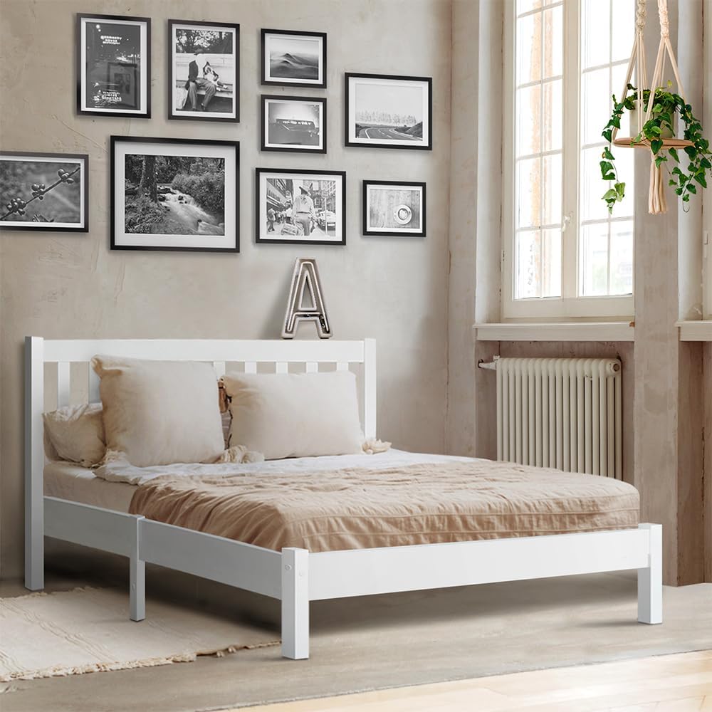 Artiss Double Bed Frame Platform Wooden Timber Frames Beds Base Bedroom Room Decor Home Furniture for Kids, Toddler and Adult with 6 Wood Legs, Modern Design
