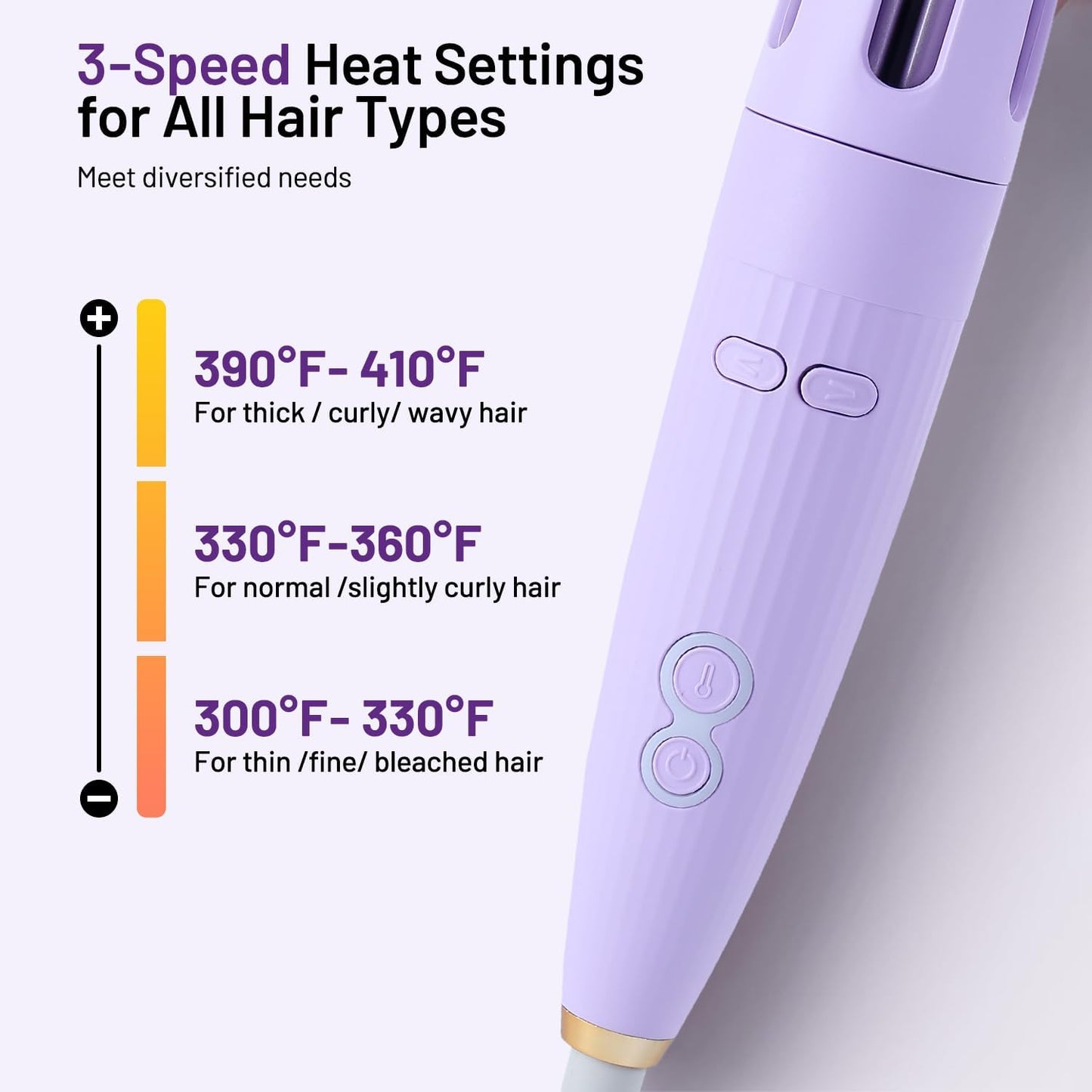 Automatic Hair Curling Iron Automatic Hair Curler Automatic Rotating with 3 Temperature Sets, Anti-Scald, Anti-Tangle Auto Curling Iron Rotating, Purple