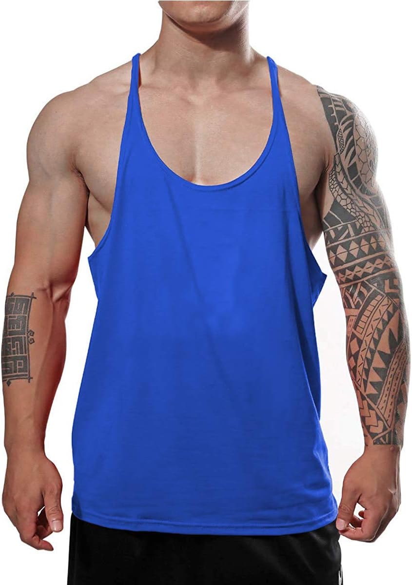 JEEING GEAR Men's Stringer Bodybuilding Workout Gym Tank Tops Training Y Back Cotton