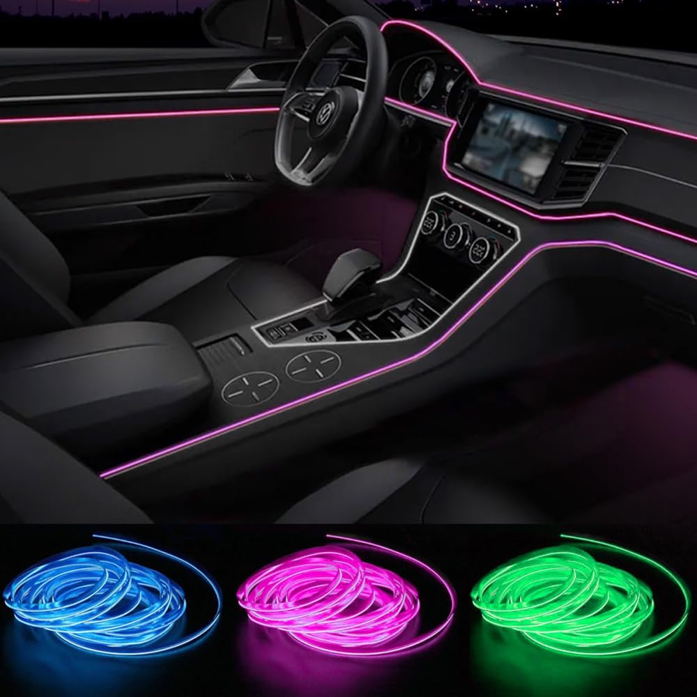 AutoStyle 10-Piece Multi-Color LED Interior Ambience Lighting with App Control & 8-meter Optical Fiber