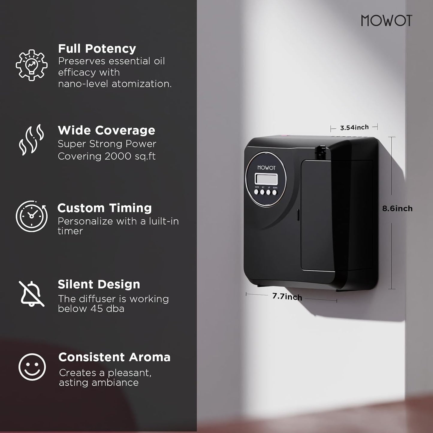 Smart Waterless Scent Air Machine with Bluetooth Control, Hotel Collection Diffuser with 3000 sq.ft Coverage,200ML Essential Oil Diffuser for Home,Large Room, Office, Spa( White Tea oil included)