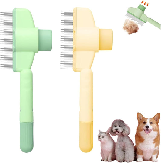 2 spazzole per capelli lunghi e capelli corti, ideali per la cura quotidiana del pelo e il controllo delle pulci (1 verde, 1 giallo)