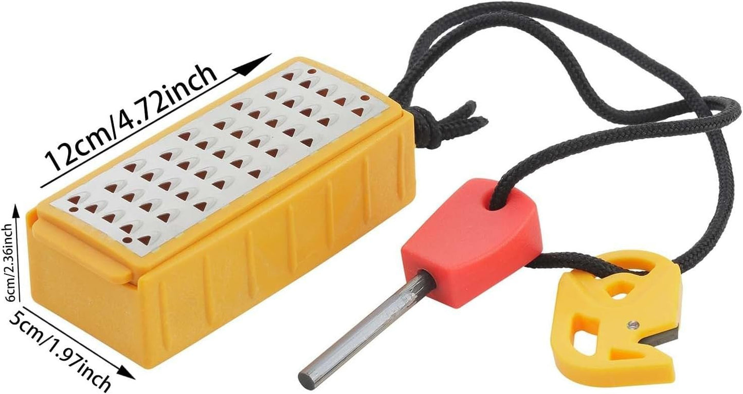 Kulywon MagnesiumFire StarterWaterproof Backcountry Camping Hiking Hunting Backpacking Outdoor SurvivalFire Striker Kit PackPal TinderMaker Rechargeable Lamp Camping (Yellow, One Size)