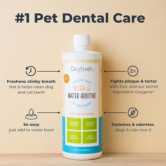 Best Way to Eliminate Bad Dog Breath and Cat Bad Breath - Fights Tartar & Plaque - So Easy, Just Add to Water! Vet Recommended 16 oz.