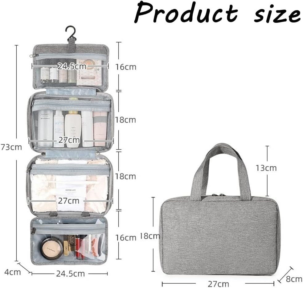Travel Toiletry Bag,Hanging Travel Toiletry Bag with Hook,Hanging Toiletry Bag,Resistant Travel Cosmetic Bag Foldable Hygiene Bag for Toiletries, Cosmetics, Makeup, Brushes, Shower