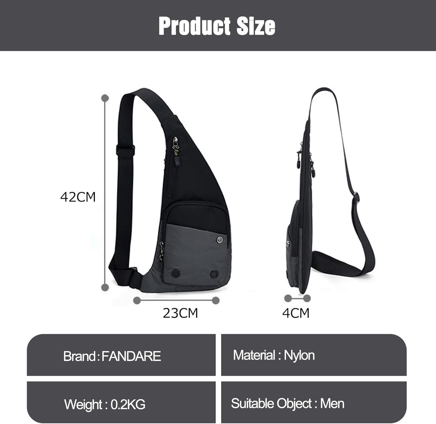 FANDARE Ultralight Sling Bags Outdoor Hiking Daypacks Chest Shoulder Bag Men Crossbody Bags