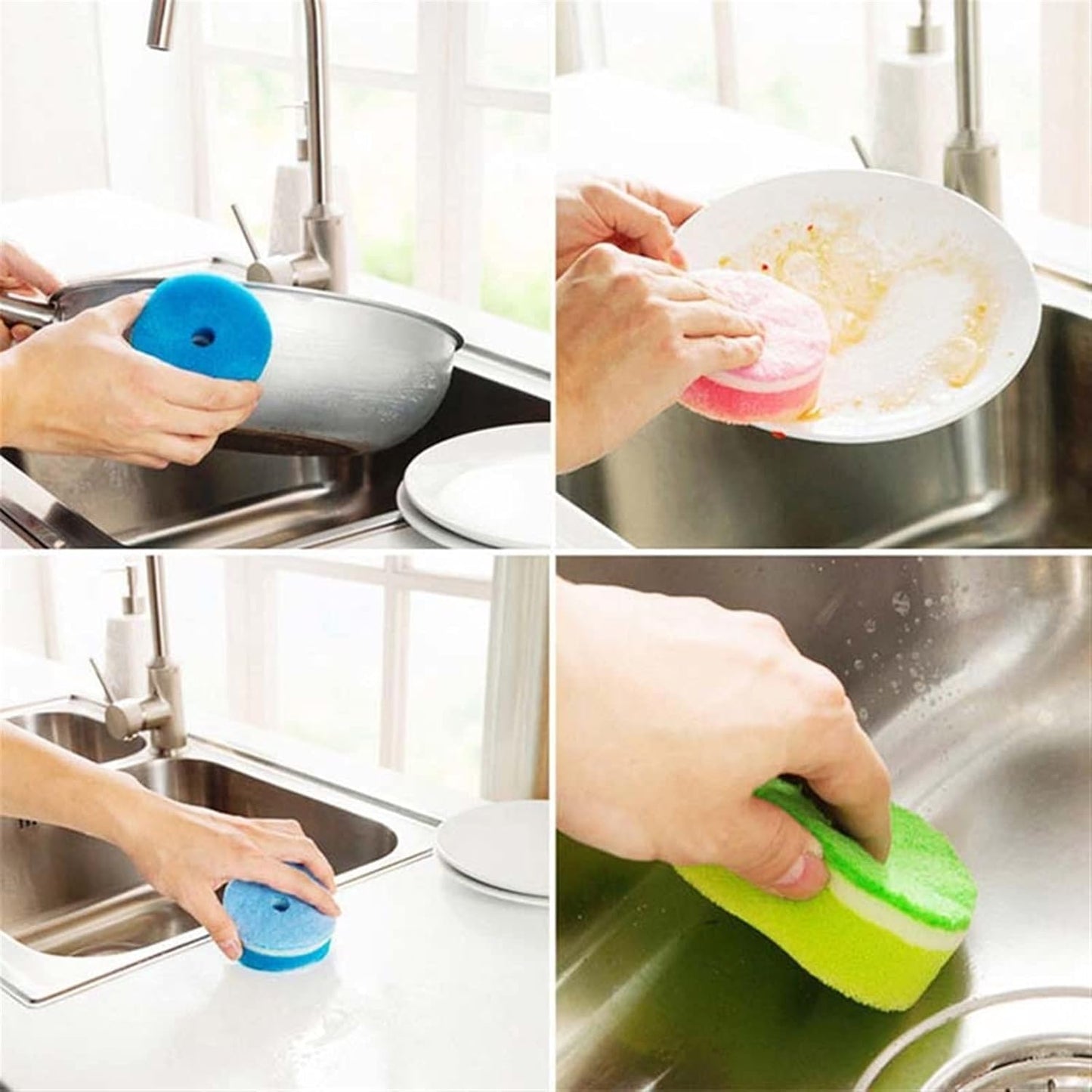 QTANZIQI Floral Home Cleaning Essential: Spugna per piatti a forma di fiore su entrambi i lati in vari colori