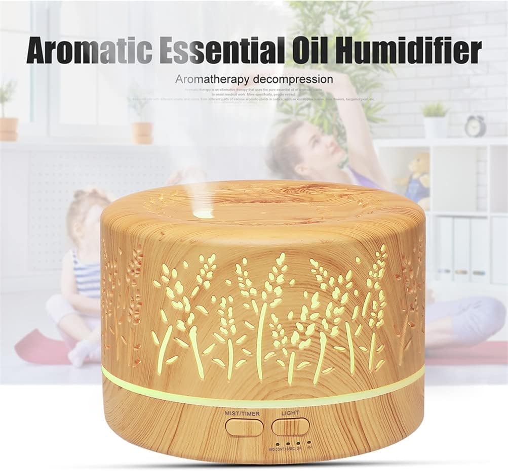 700ml Remote Control Ultrasonic Electric Air Humidifier Aroma Diffuser Essential Oil Cool Mist Maker 7 LED Light Coloful for Office Home Car (A)