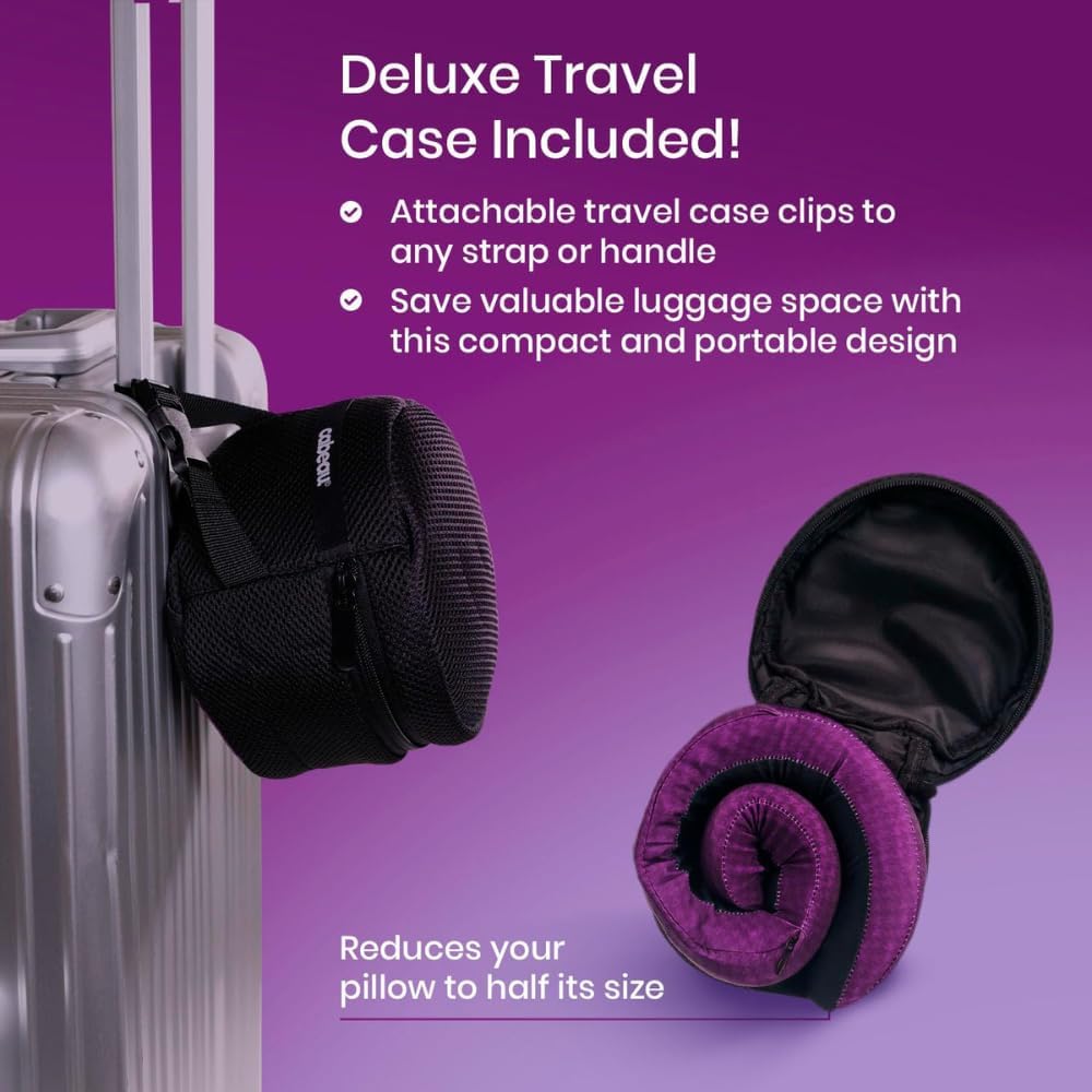 Cabeau Evolution Cool Travel Neck Pillow Cooling Airflow Vents, Memory Foam Neck Support, and Adjustable Clasp - Comfort On-The-Go with Carrying Case - Airplane, Train, Car, and Gaming (Red)