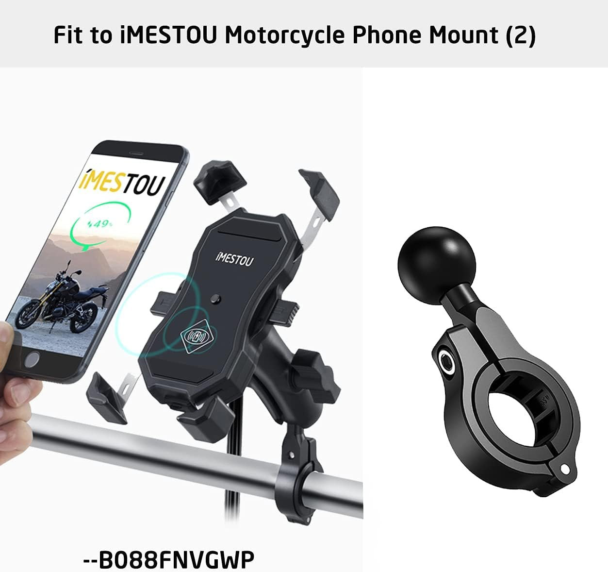 Aluminium 1" Handlebar Ball Adapters Compatible with Ram/iMESTOU Phone Mounts with 1" Ball Sockets
