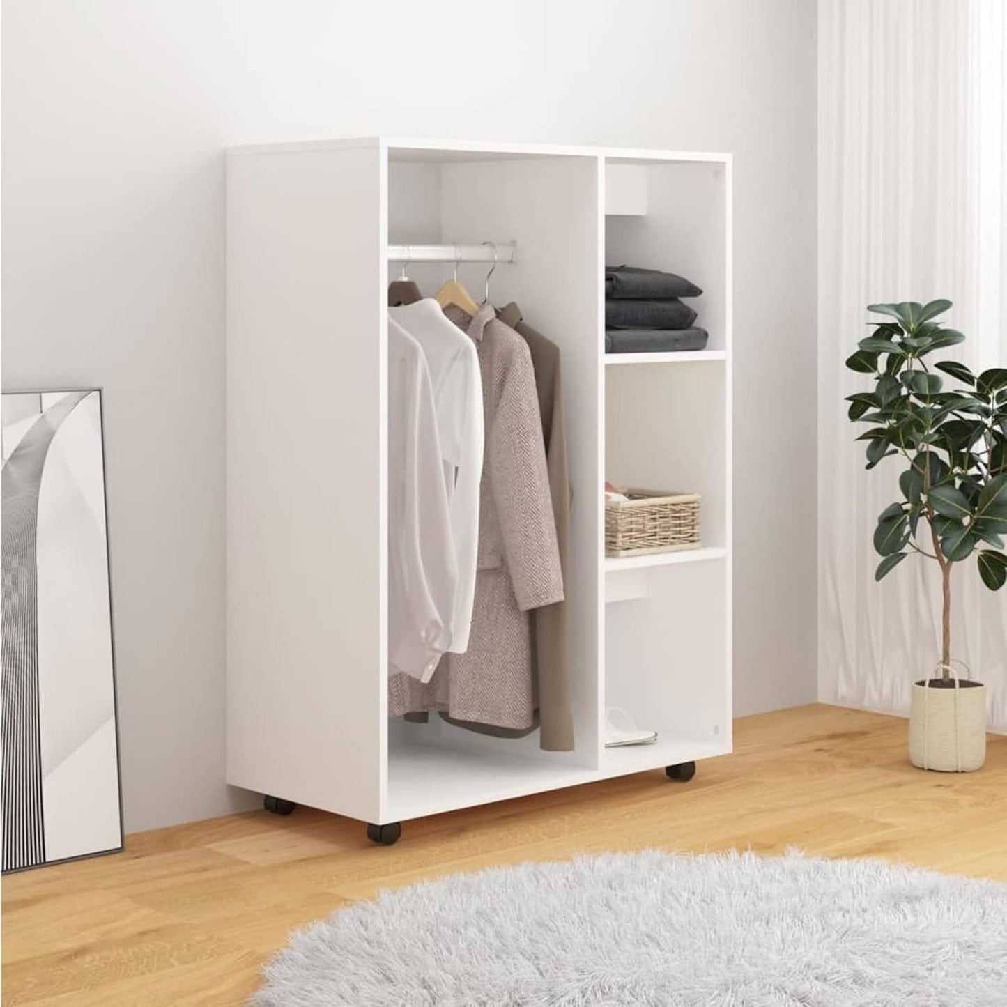 Susany White Wardrobe, Bedroom Wardrobe, Multi-Purpose Modern Furniture 80 x 40 x 110 cm in Particle Board