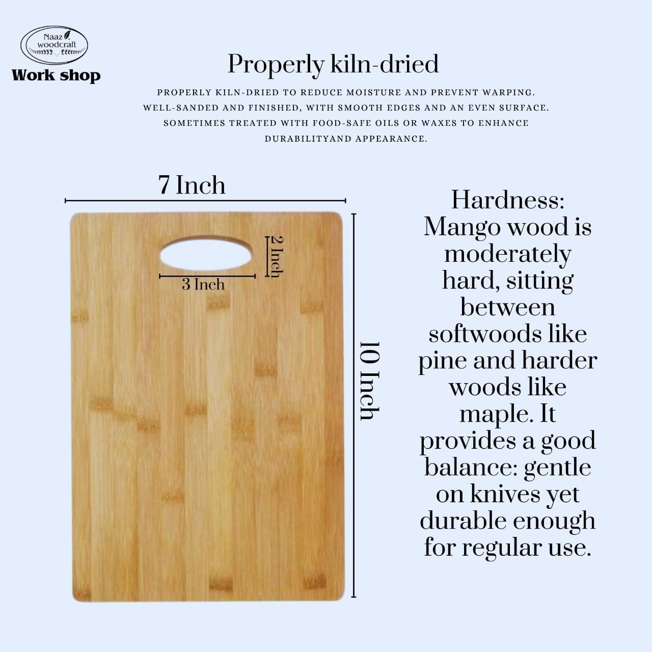 Premium Mango Wood Cutting Board – Durable Wooden Chopping Board with Handle for Kitchen, Cheese, Meat & Veggies – Eco-Friendly & Knife-Friendly – Rustic Serving Tray by Naaz Woodcraft