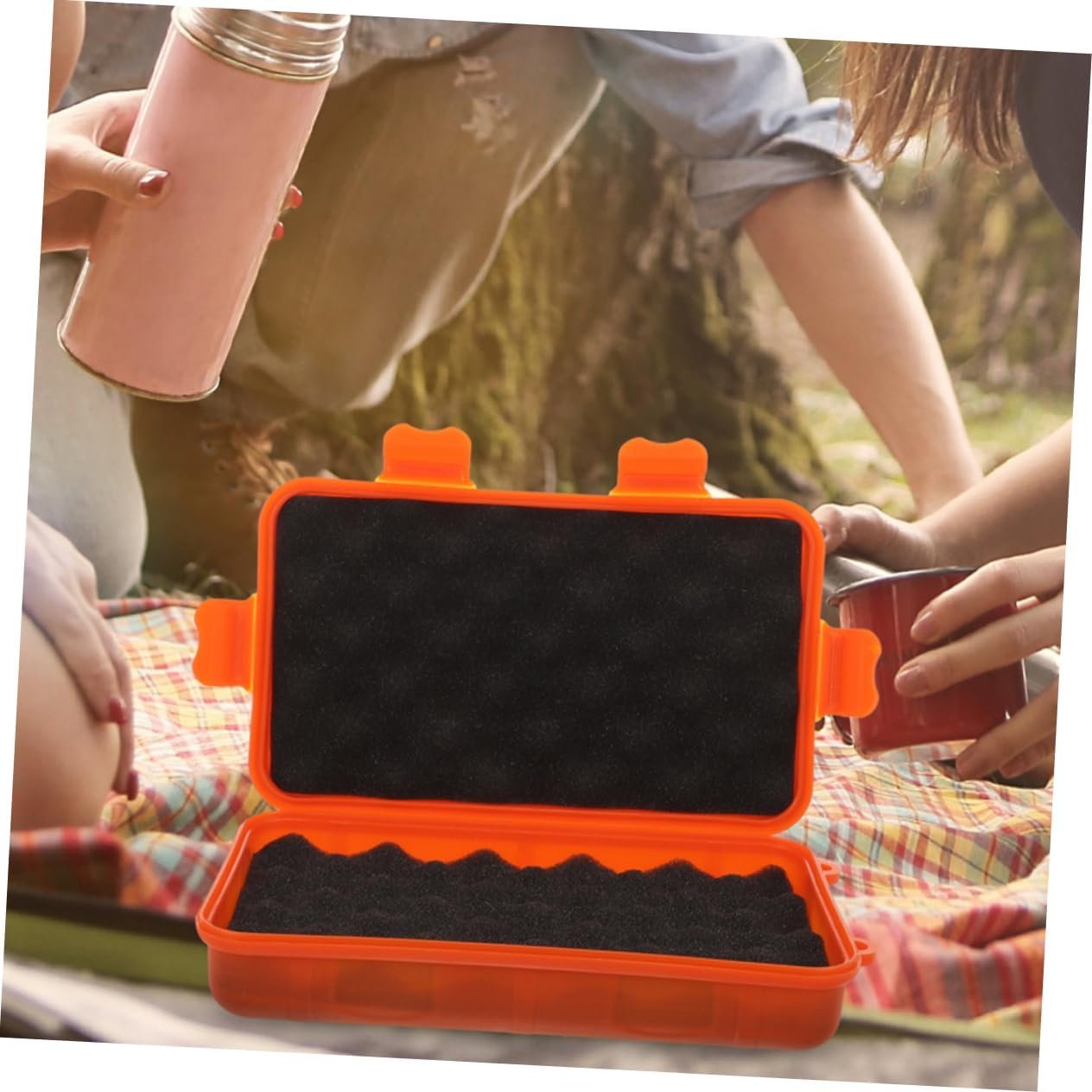 SOESFOUFU Box Case Emergency Waterproof Outdoor Storage Tools Camping Matches Orange Plastic