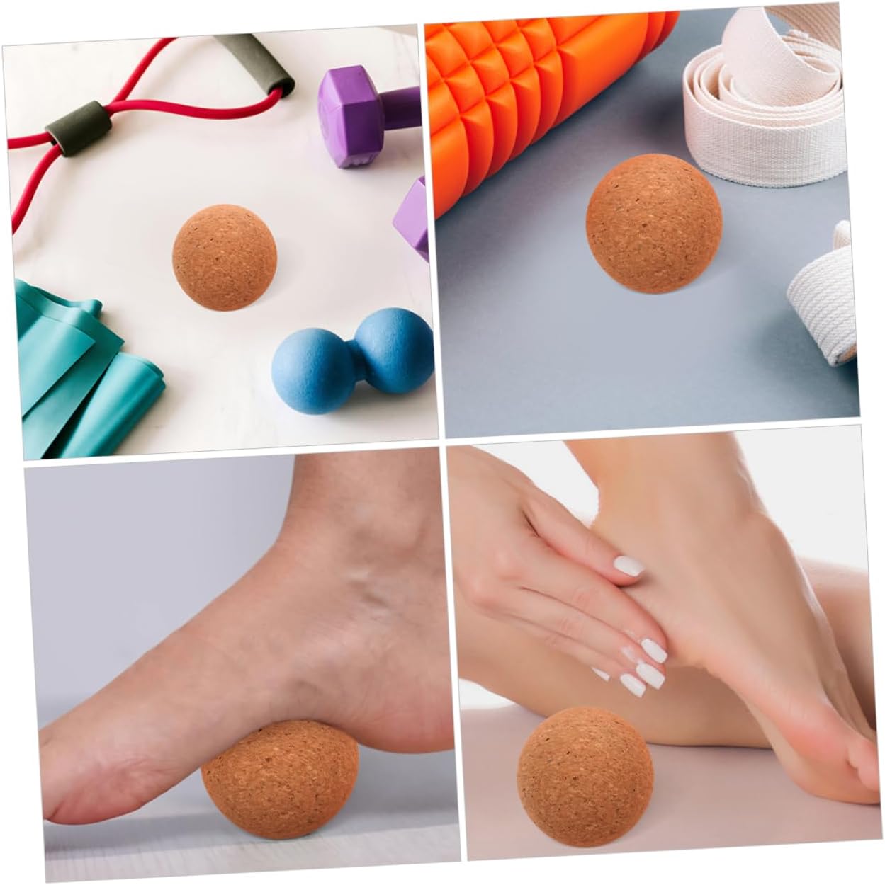 UKCOCO Palla da Yoga Palline da Massaggio Palla da Massaggio alle Palla massaggiante per i Muscoli Muscolare per Massaggio in Sughero Palla massaggiatore trucioli di Sughero