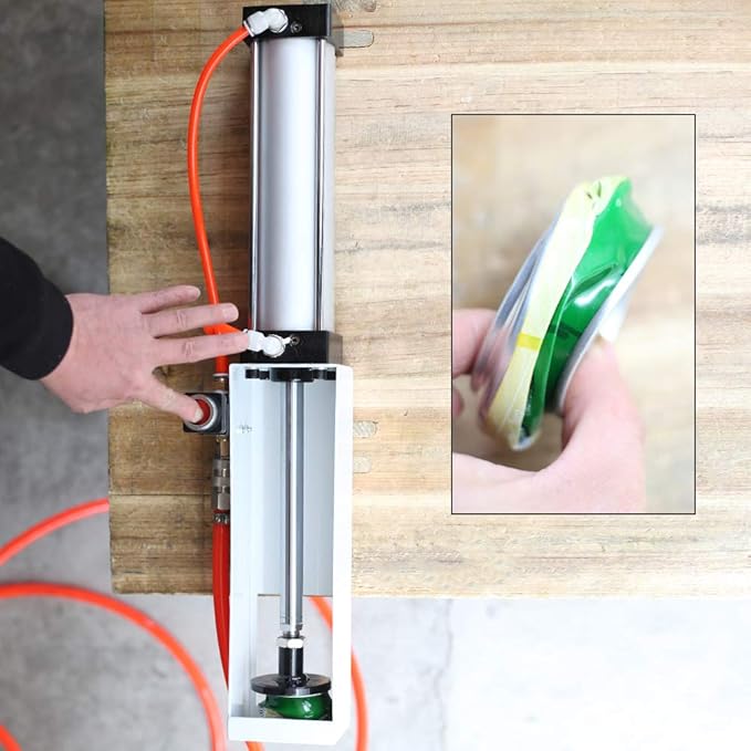 Pneumatic Cylinder Aluminum Can Crusher, Heavy Duty Pneumatic Cylinder Soda Beer Can Crusher, Eco-Friendly Recycling Tool(Complimentary windpipe)