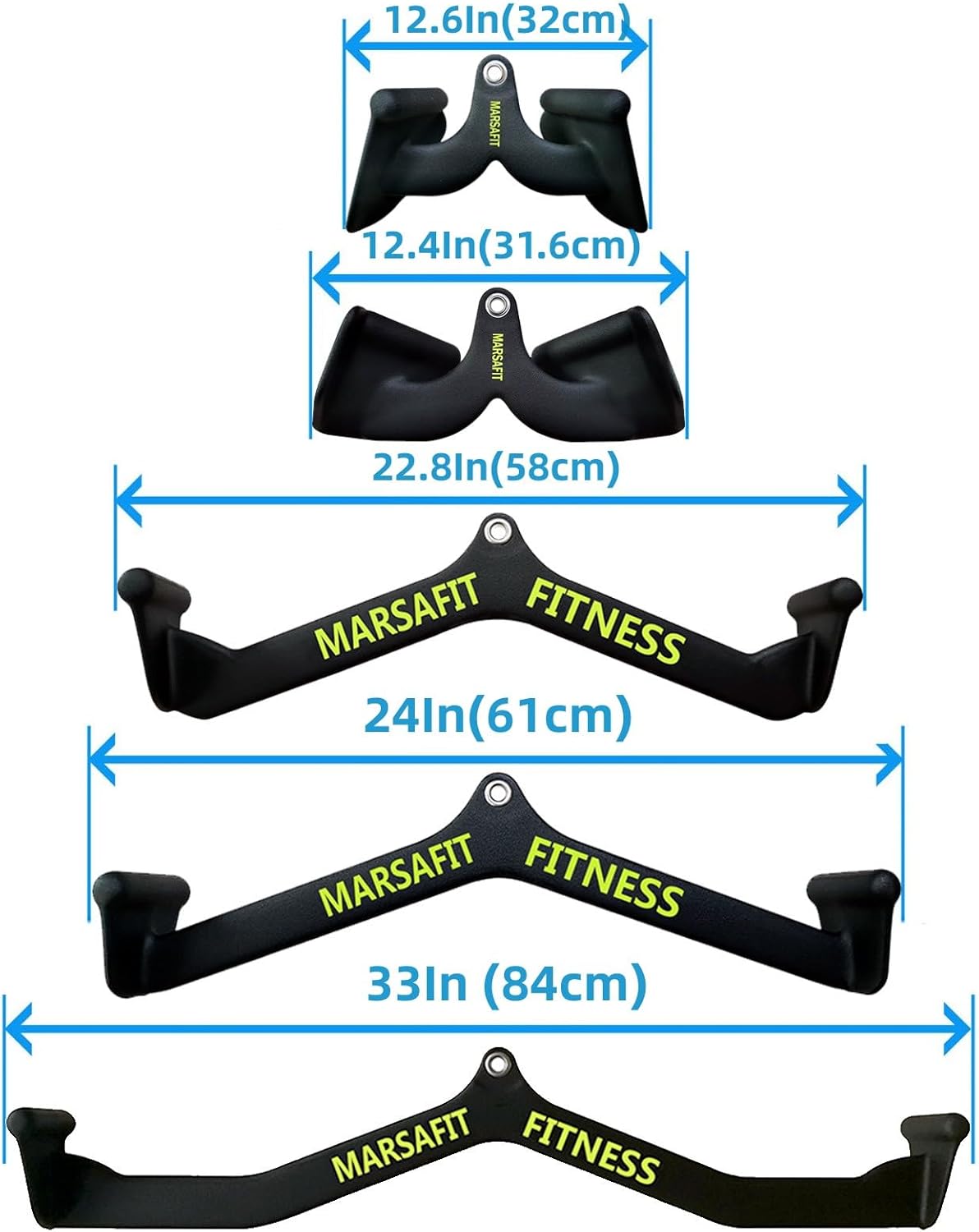 MARSAFIT Home Gym Fitness Rowing T-bar V-bar Pulley Cable Machine Attachments, Bicep Curl Tricep Lat pulldown Bar Back Strength Training Handle Grips Lat Pull Down Bar Press Down Exercises