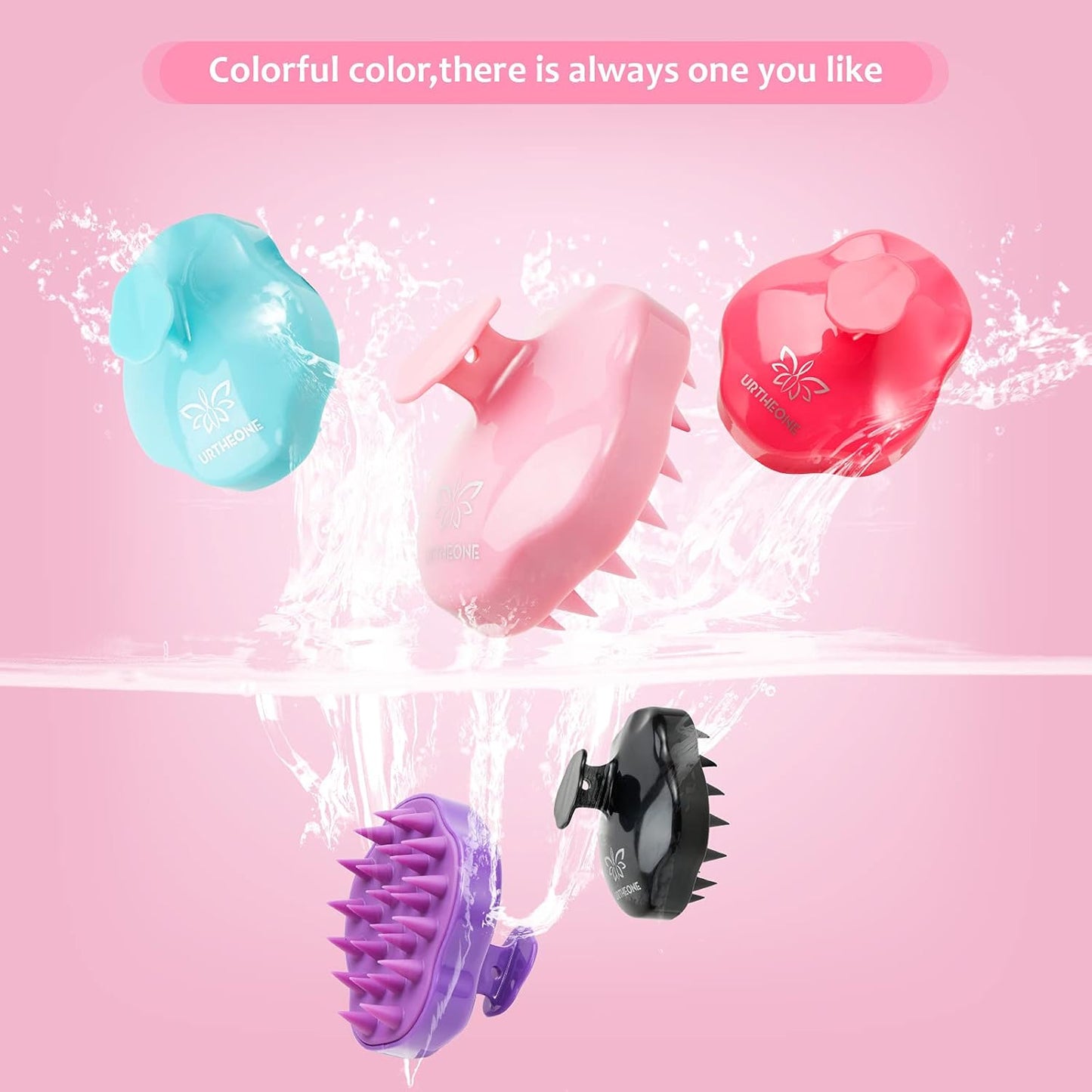 Soft Silicone Hair Scalp Massager Shampoo Brush for Wet Dry Oily Curly Straight Thick Thin Rough Long Short Natural Men Women Kids Pets Hair Care Tools(Pink