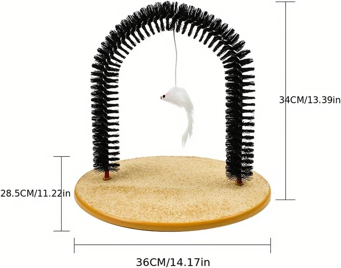 AIMALL Cat Grooming Arch, Pet Scrub and Tickle Device with Brush, Arch-Type Cat Scrubbing Tool, Multi-Functional Pet Care Accessory, 14.17x11.22 Inches