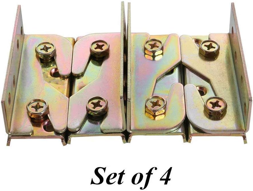 KASUNEN Bed Rail Brackets - Bed Rail Fittings - Heavy Duty Non-Mortise - Set of 4 (Screws Included)