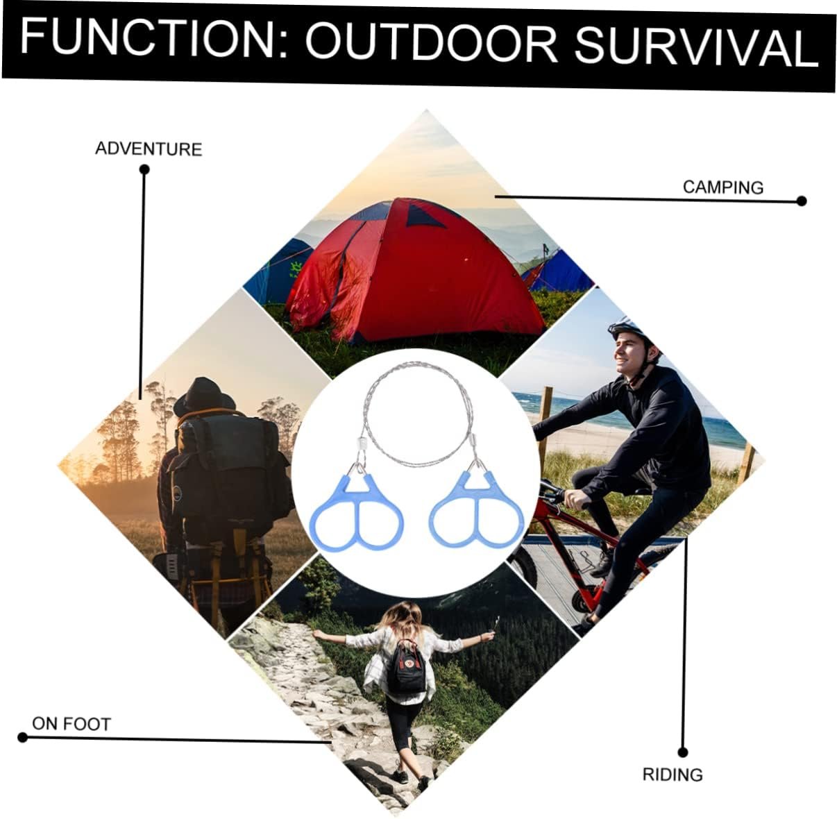 Balacoo 1set Portable Survival Chainsaw Durable Outdoor Cutting Tools for Camping Hiking and Emergency 4pcs