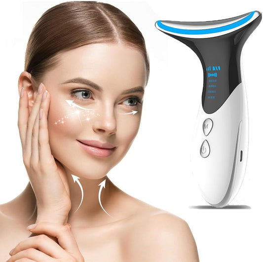 Face Massager for Neck Face, Electric Face Massage with 3 Color Led & 4 Modes Face Firming Device for Neck Face, Portable Neck Face Beauty Device for Lifts and Tightens Skin, Firm Smooth