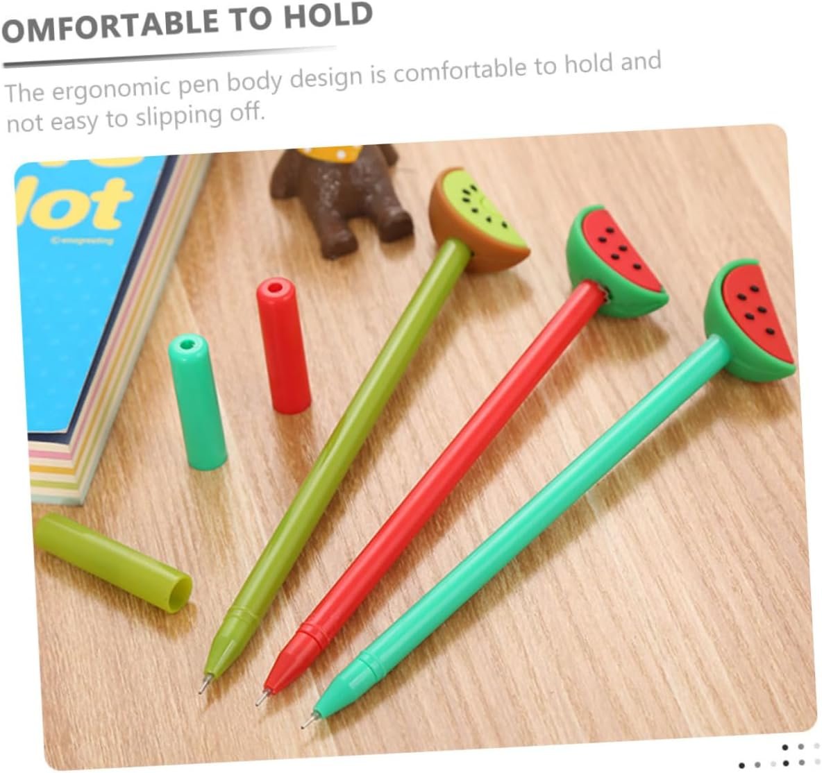 TEHAUX 20pcs Gel Pens Fruit Pattern Student Writing Essentials Ergonomic Design Present for Boys and Girls