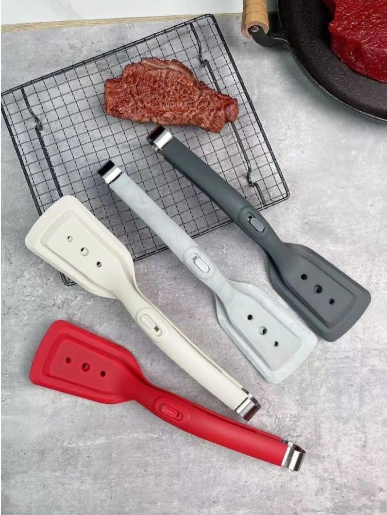 Silicone Steak Clip, Silicone Fried Fish Clips, Spatula, Tongs, Steak Shovel, BPA-Free Silicone Cooking Gadget, BBQ Spatula, Grill, Turner, BBQ Accessories, Kitchen Tools, Kitchen Gadget 1pc