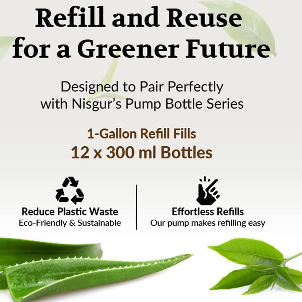 NISGUR Hotel Body Wash in Gallon Size 1 Gallon Each Total 2 Gallon Jugs with Extra Pump Dispenser to Refill Wall-mounted and Stand Dispenser Aloe vera, Green Tea Extract Infused Hotel Toiletries