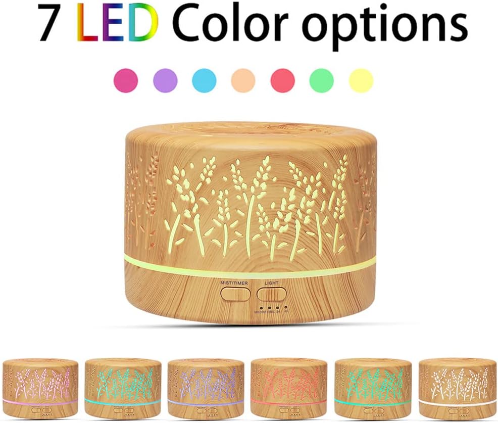 700ml Remote Control Ultrasonic Electric Air Humidifier Aroma Diffuser Essential Oil Cool Mist Maker 7 LED Light Coloful for Office Home Car (A)