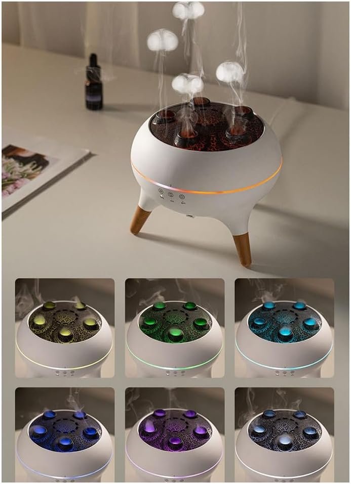 ALGONETO 5- Ports Jellyfish Air Humidifier Desktop Aroma Diffuser Aroma Essential Oil Diffuser US Plug