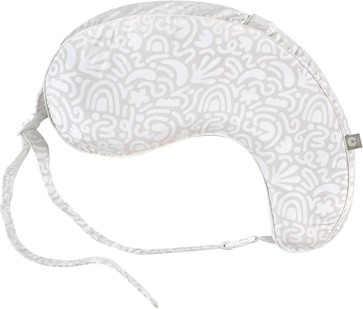 Boppy Uplift Nursing Pillow, Cream Retro Squiggles, Designed to Help Reduce Reflux Symptoms for Breastfeeding, Bottle Feeding or Combo-Feeding; Plus-Sized, Comfortably Contoured Feeding Pillow