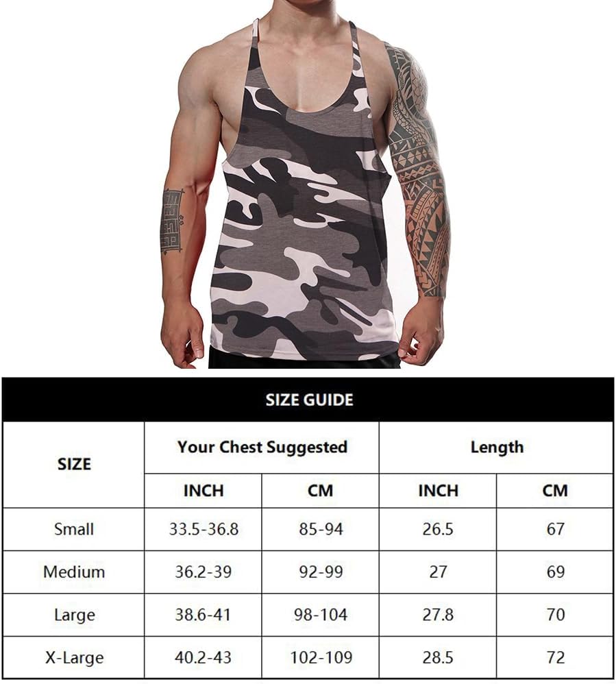 JEEING GEAR Men's Stringer Bodybuilding Workout Gym Tank Tops Training Y Back Cotton