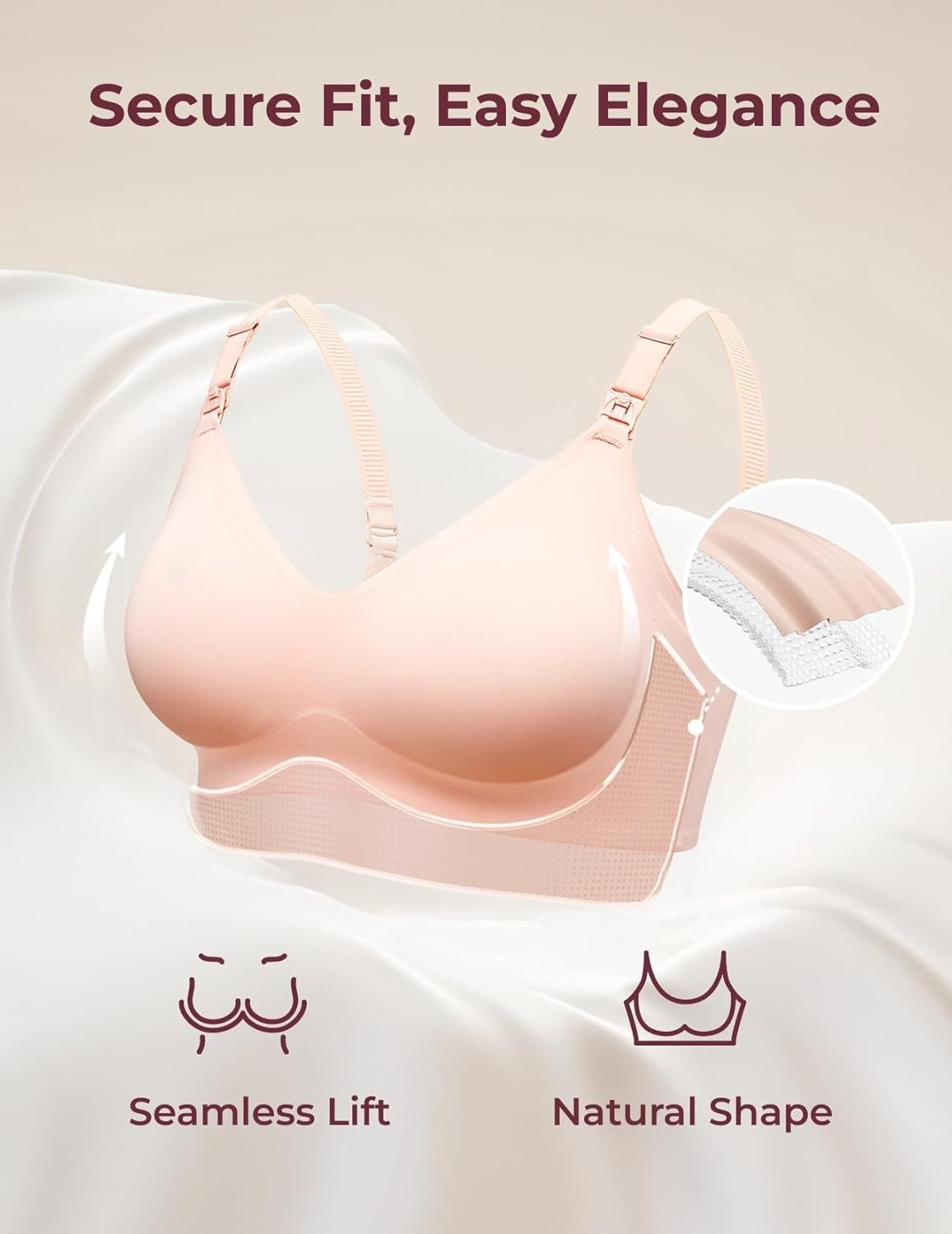 Momcozy Nursing Bras for Breastfeeding, Seamless Ultra Comfort Maternity Bra, Natural Shape, Pregnancy Sleep Bralette