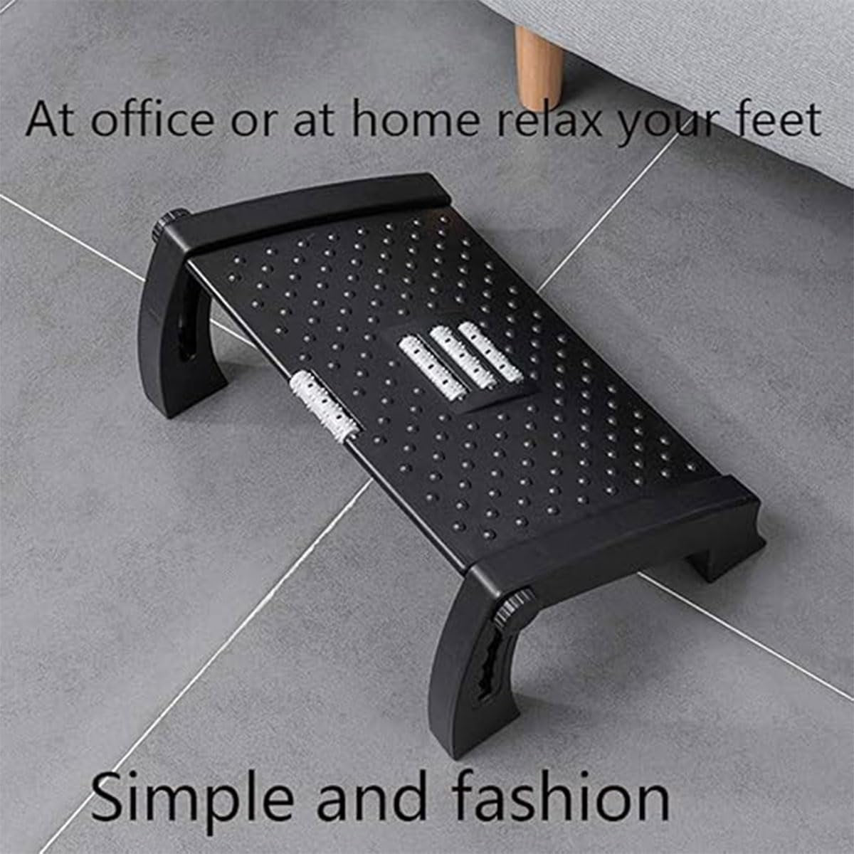 AIMALL Adjustable Office Foot Rest Under Desk - Ergonomic Foot Pedal Stool with Massage Rollers, 6 Height Levels, Anti-Slip Design, 17.3 x 12.2 x 7.5 Inches