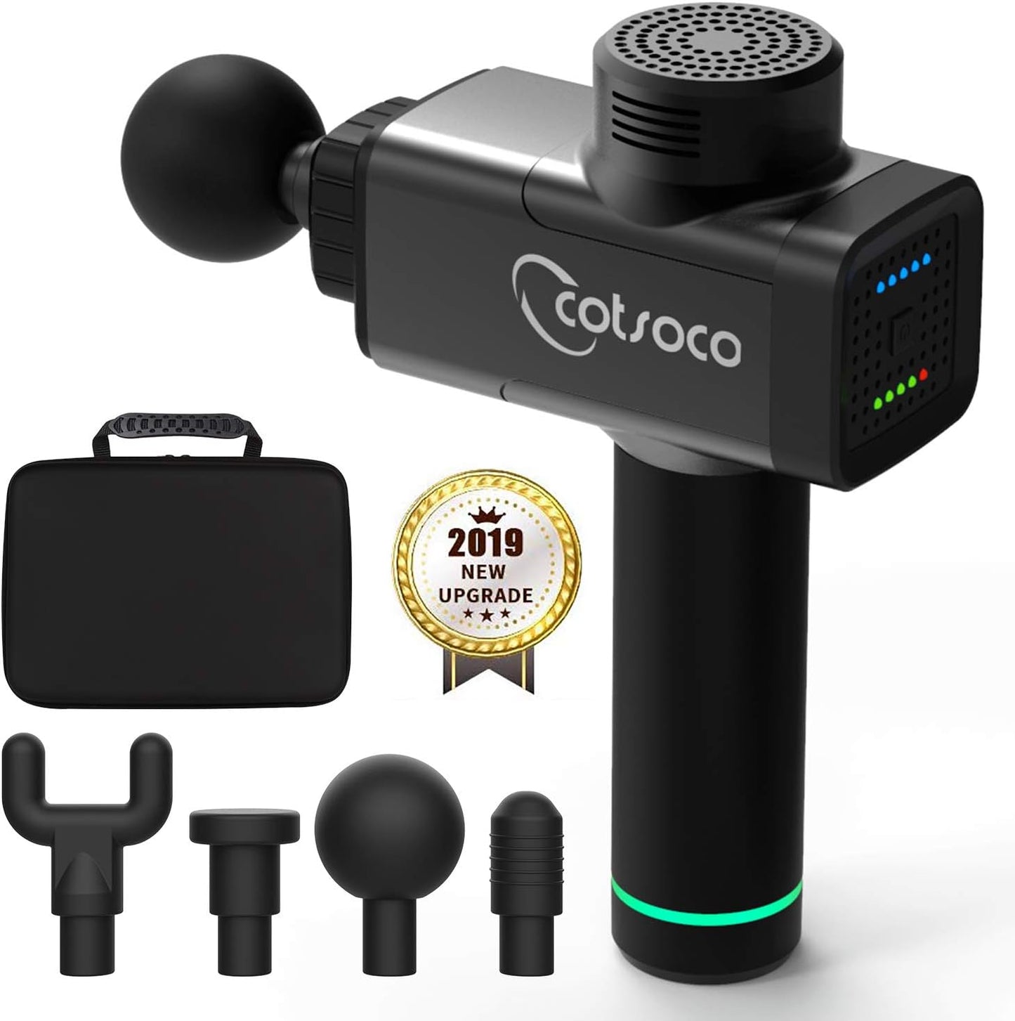 Massage Gun, Muscle Percussion Massager, 4 Massage Heads and 5 Speed, Silent Massager, Christmas Gift for Your Family