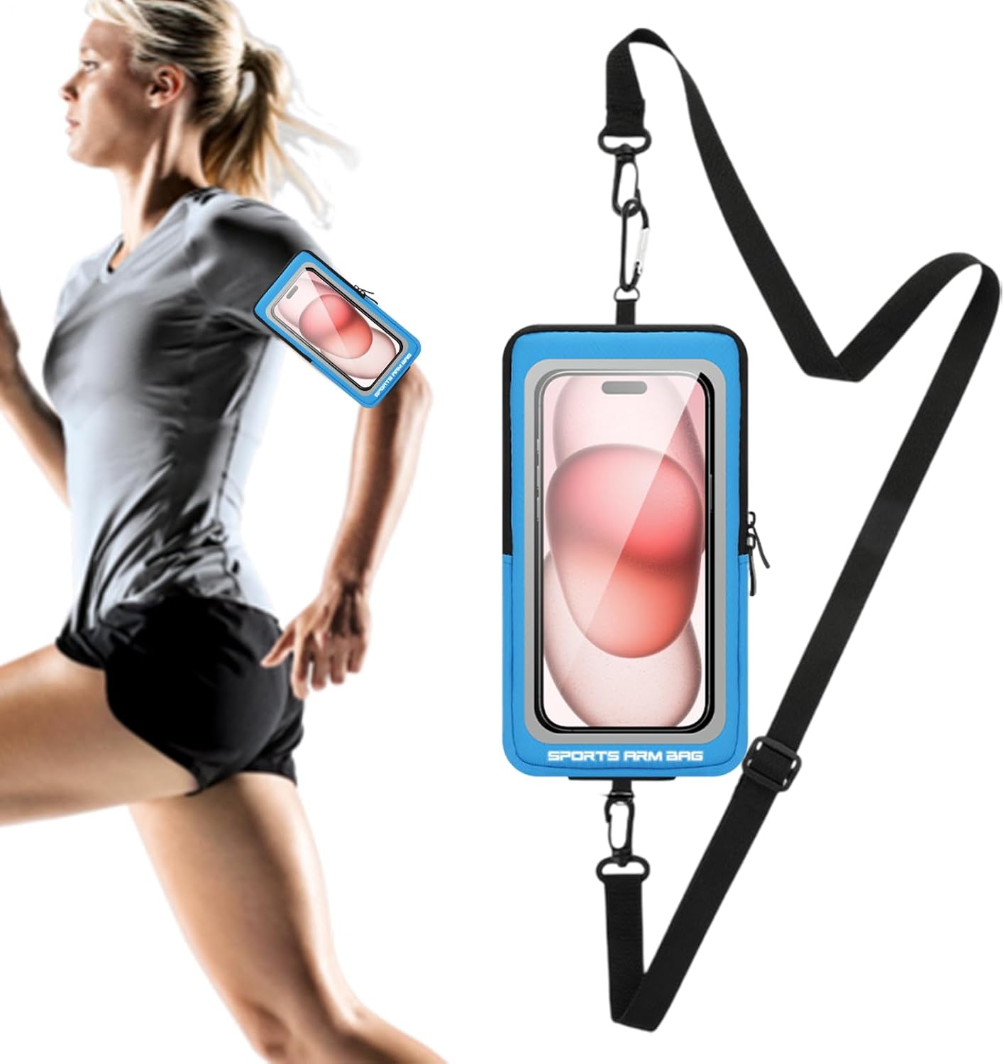 Phone Armband, Adjustable Phone Arm Bands, Waterproof Wrist Bag, Storage Pouch & Outdoor Workout Gear, Ideal for Smartphones, Exercise, Hiking, and Travel Gear, 7.48x4.13 inches