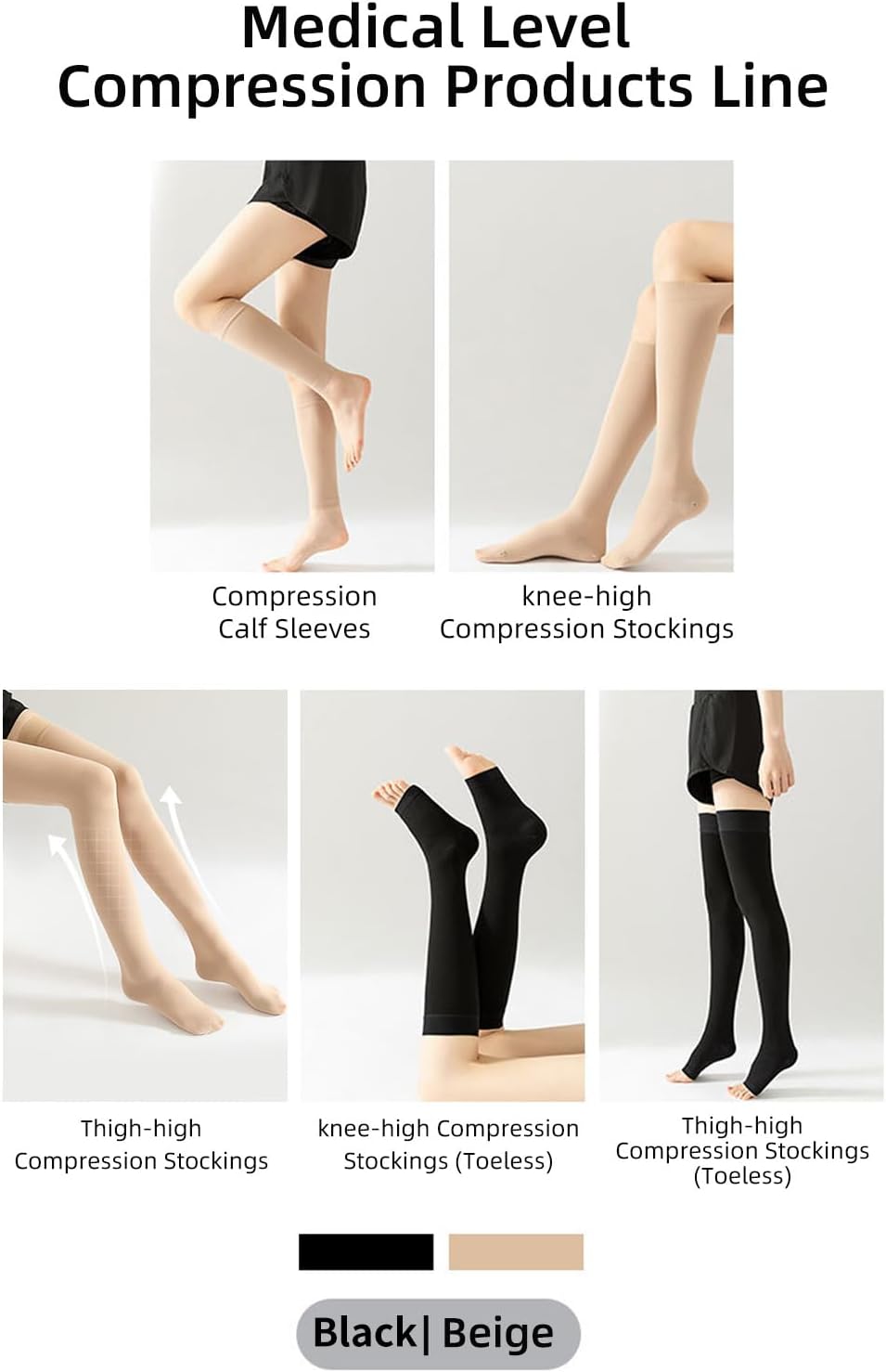 Rolxmed Medical Compression Calf Sleeves 20-30 mmHg German Tech Support Hose for Women Men Sports