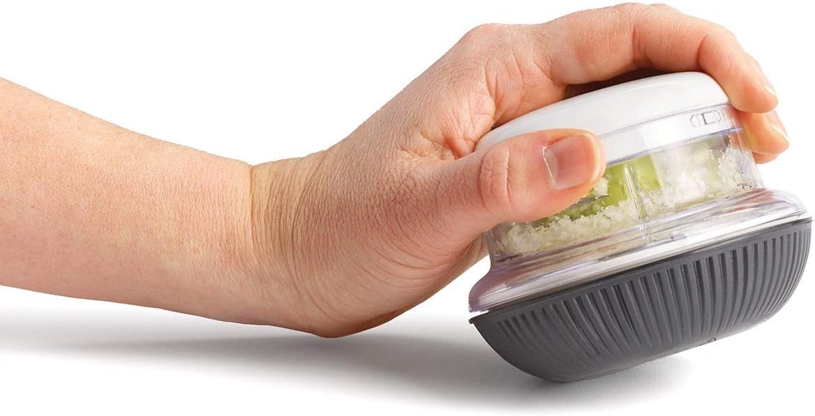Starfrit Mini Rolling Chopper - Effortless Chopping with Dual Blades - Non-Slip Base - White
