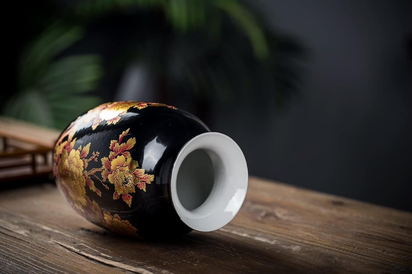 Chinese Ceramic Flower Vase Peony Design for Home Living Room Display and Gift Decorated by Jingdezhen Porcelain