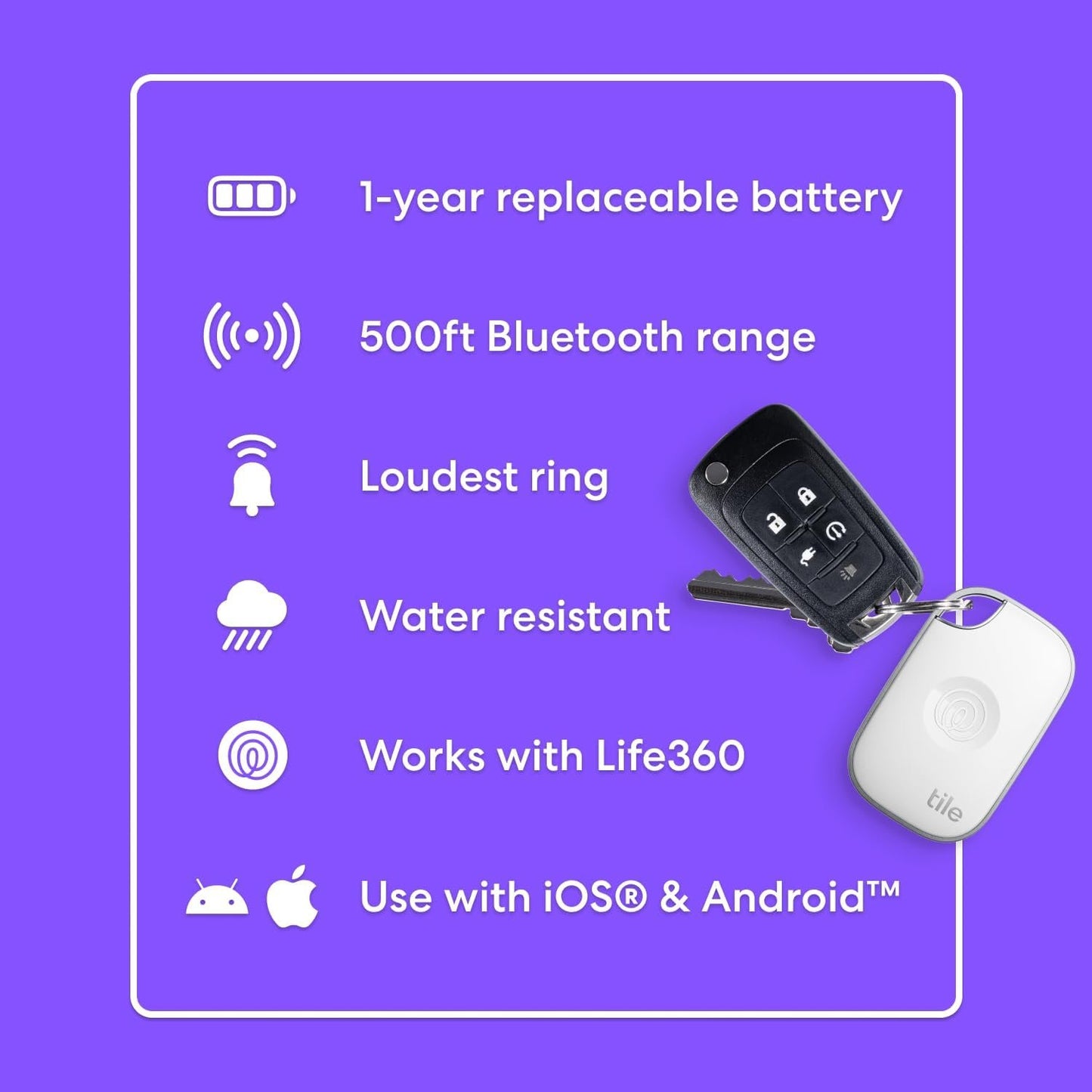 Tile by Life360 Pro (2024) - Powerful Bluetooth Tracker, Key Finder and Item Locator for Keys Bags, and More. Both iOS and Android Compatible. Phone Finder. 4-Pack (Black/White)