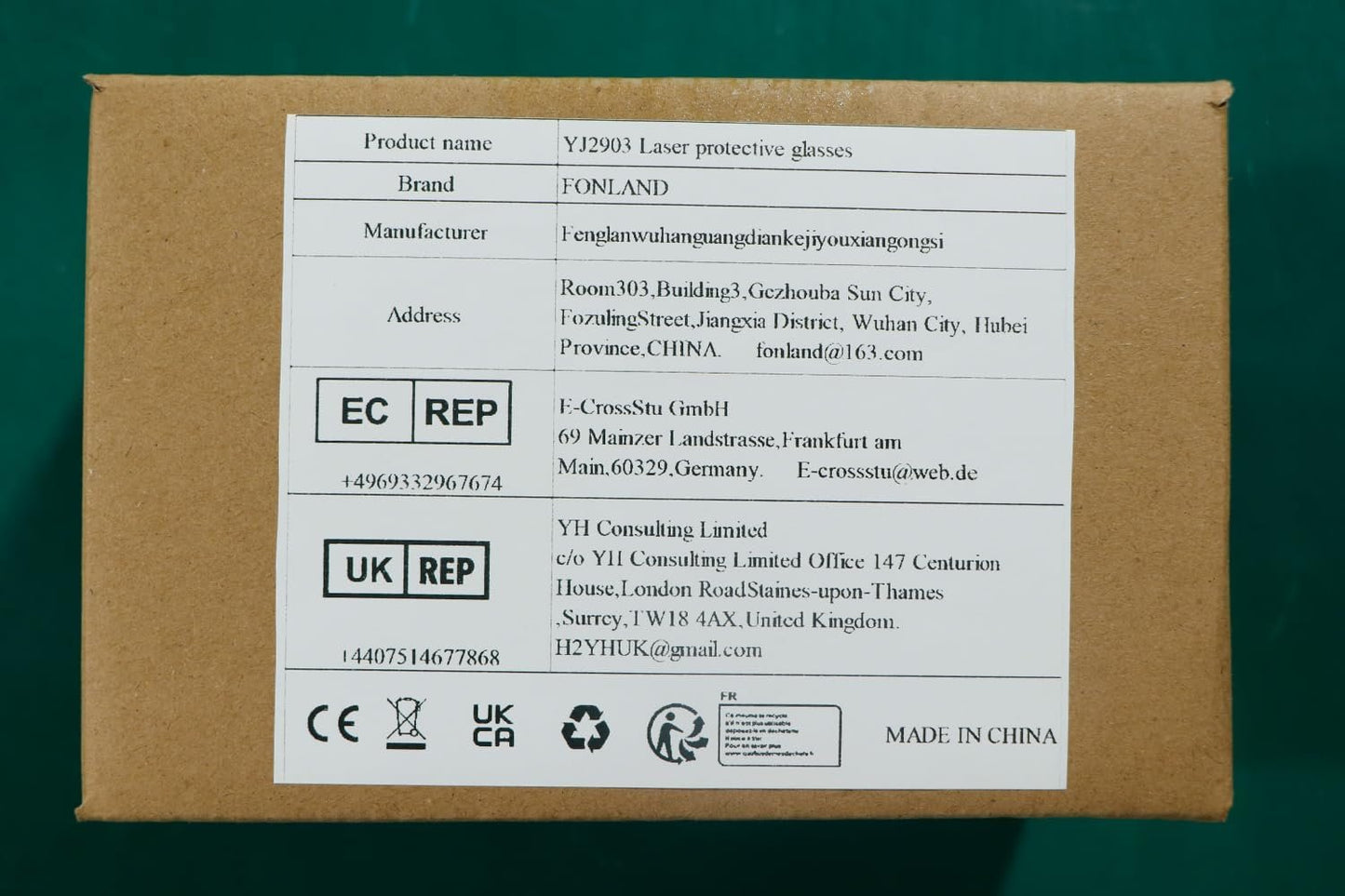 FONLAND Laser Safety Glasses for Laser Engraving OD4+ 190-550nm & 800-1100nm Yag, Blu Green and UV Light Fiber Laser Goggles Eye Protection with Case.