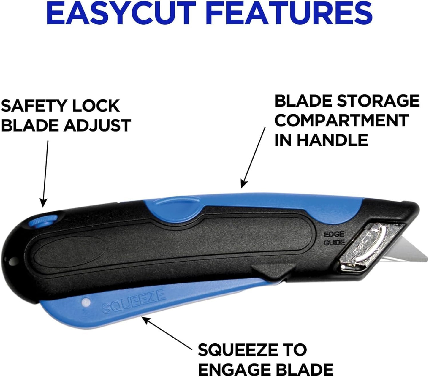 COSCO 091508 Easycut Cutter Knife w/Self-Retracting Safety-Tipped Blade, Black/Blue