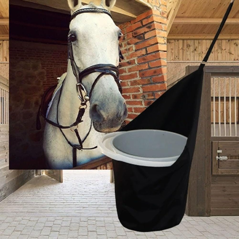 Farm Horse Feed Bag, Horse Trailer Bucket Rack Storage Bag, Adjustable Horse Feed Bag, Durables Canvas Grain Feedbag, Fits 5 Gallon Bucket Bag Hanging Bucket Accessories