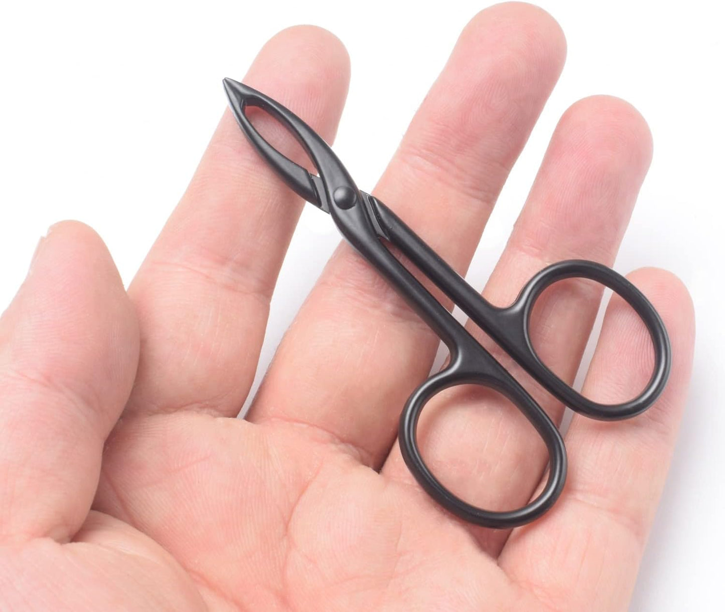 Motanar 2 Pieces Tweezers Scissor Handle Straight Tip Scissor Shaped Eyebrows Tweezers for Hair Plucker Remover Facial Hair Eyebrows Care (Black)