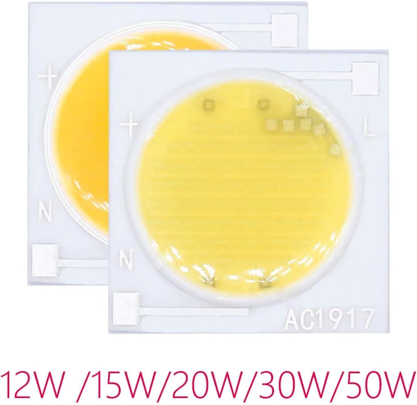 ZMZYELPECB 1 pz LED COB Chip ceramico AC 220V 12W 15W 20W 30W 50W Smart IC Lighting Led Perline fai da te for faretti a LED Buld Bianco caldo e freddo(Cold White,15W 1919mm 220V)