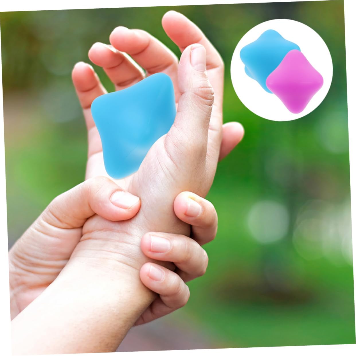 JOINPAYA 2 Pezzi Sfera Con Impugnatura Esagonale Dito Recupero Circolazione Mano Muscoli Terapia Massaggio Stretta Palla Palline Massaggianti Per Punti Di Agopuntura Blu Gel Di Silice