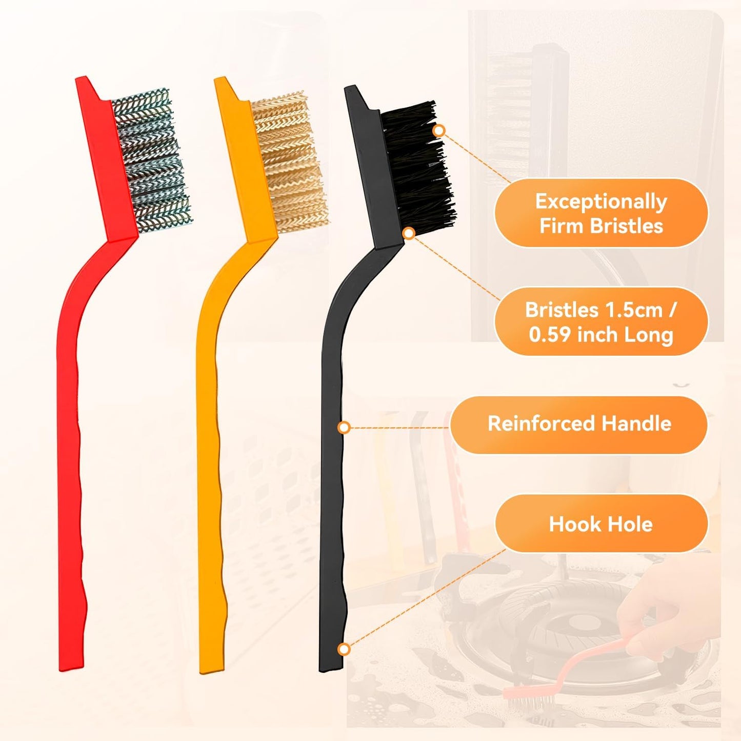 Shanghigh Crevice Cleaning Brushes - 8PCS Scrub Brush Toliet Cleaner, Grout Brush Set Clean Tools for Groove Corner, Home Essentials, Hard Bristle Cleaning Supplies for Kitchen, Bathroom and Toilet
