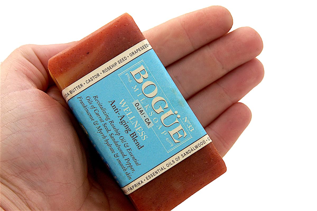 Handmade Goat Milk Soap Giftset- BOGUE No.33 WELLNESS Anti-Aging Blend Revitalizing Rosehip Oil & Essential Oils of Carrot Seed, Sandalwood, Pepper, Frankincense & Myrrh hydrate & smooth skin
